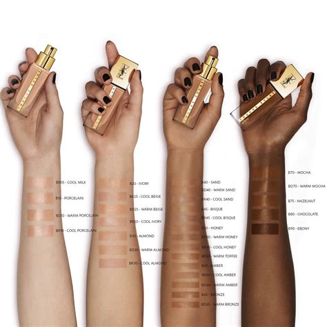 touche eclat ysl fond de teint|YSL touche eclat shade chart.